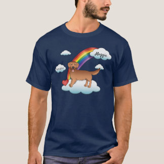 Red Golden Retriever Cartoon Dog Rainbow Memorial T-Shirt
