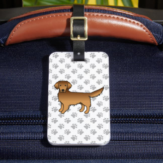 Red Golden Retriever Cartoon Dog &amp; Text Luggage Tag