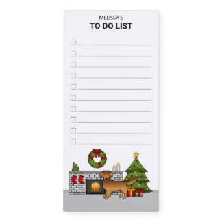 Red Golden Retriever Christmas Room To Do List Magnetic Notepad
