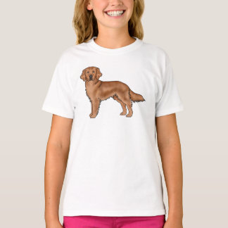 Red Golden Retriever Cute Cartoon Dog Art T-Shirt