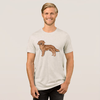 Red Golden Retriever Cute Cartoon Dog Artwork Tri-Blend Shirt