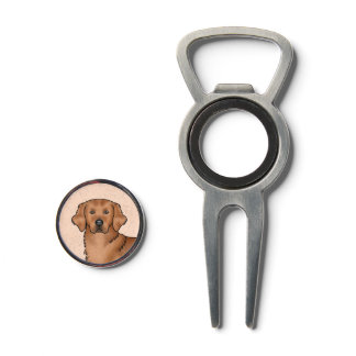 Red Golden Retriever Cute Cartoon Dog Head Divot Tool