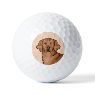 Red Golden Retriever Cute Cartoon Dog Head Golf Balls