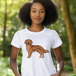 Red Golden Retriever Cute Cartoon Dog Illustration T-Shirt