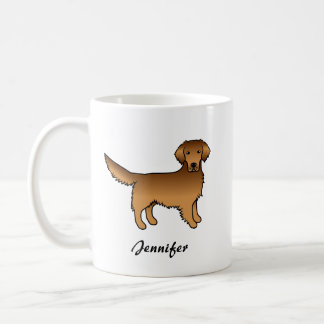 Red Golden Retriever Cute Cartoon Dog &amp; Name Coffee Mug