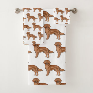 Red Golden Retriever Cute Cartoon Dog Pattern Bath Towel Set