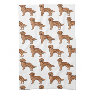 Red Golden Retriever Cute Cartoon Dog Pattern Kitchen Towel