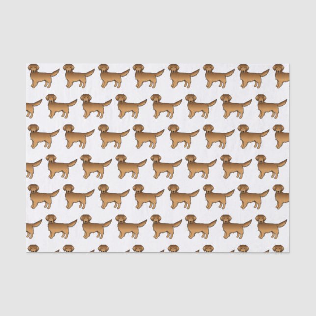 Red Golden Retriever Cute Cartoon Dog Pattern Tissue Paper (Front)