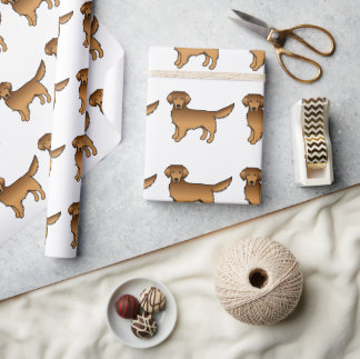 Red Golden Retriever Cute Cartoon Dog Pattern Wrapping Paper
