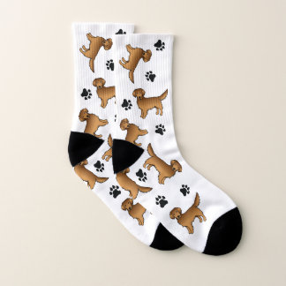 Red Golden Retriever Cute Cartoon Dog &amp; Paws Socks
