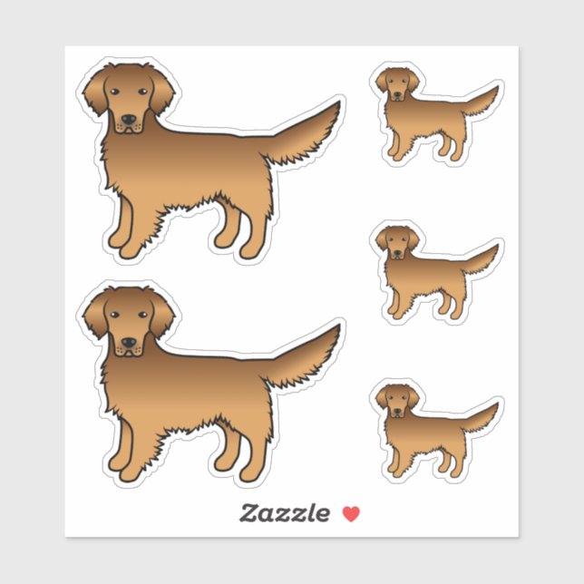 Red Golden Retriever Cute Cartoon Dogs Sticker (Sheet)