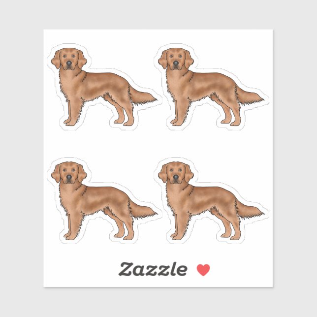 Red Golden Retriever Cute Cartoon Dogs Sticker (Sheet)