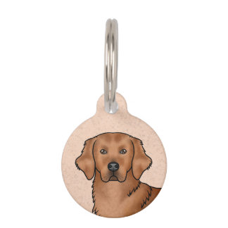 Red Golden Retriever Cute Dog Head Portrait Pet ID Tag