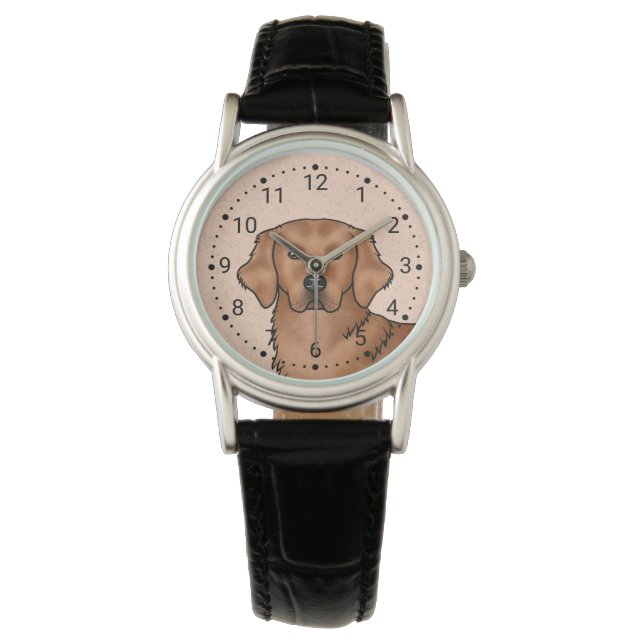 Red Golden Retriever Cute Dog Head Portrait Watch (Front)