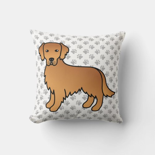 Red Golden Retriever Cute Dog  Paws Throw Pillow