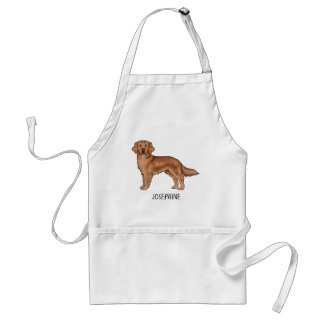 Red Golden Retriever Cute Dog With Custom Name Adult Apron