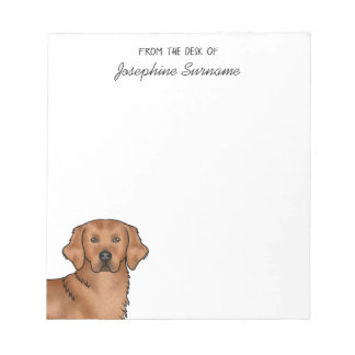 Red Golden Retriever Cute Dog With Custom Name Notepad