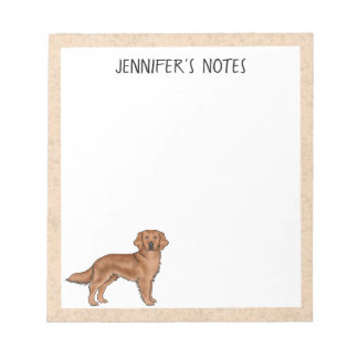 Red Golden Retriever Cute Dog With Custom Name Notepad