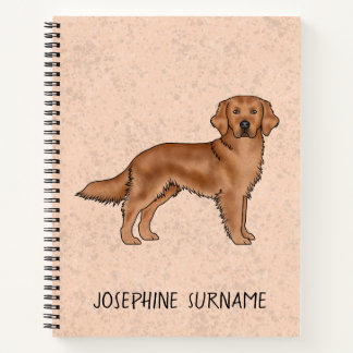 Red Golden Retriever Cute Dog With Custom Text Notebook