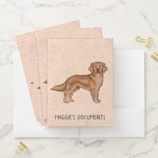 Red Golden Retriever Cute Dog With Custom Text Pocket Folder