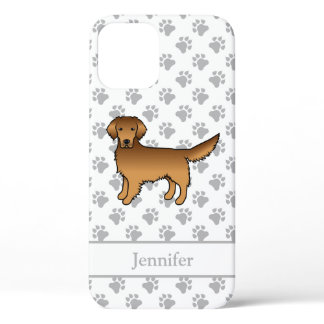 Red Golden Retriever Cute Dog With Paws &amp; Name iPhone 12 Case
