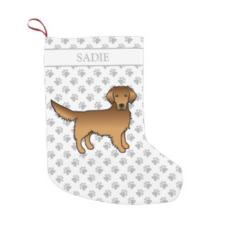 Red Golden Retriever Cute Dog With Paws &amp; Name Small Christmas Stocking