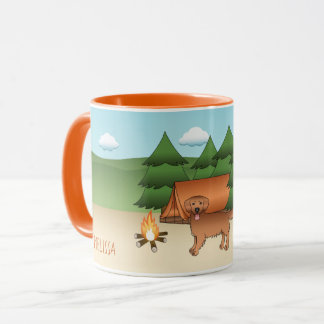 Red Golden Retriever Dog Camping In A Forest Mug