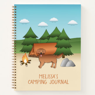 Red Golden Retriever Dog Camping In A Forest Notebook