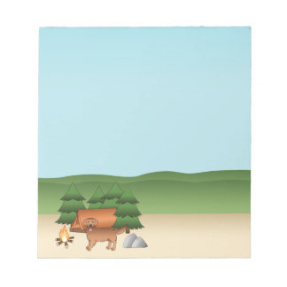 Red Golden Retriever Dog Camping In A Forest Notepad
