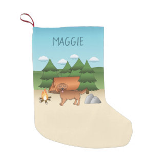 Red Golden Retriever Dog Camping In A Forest Small Christmas Stocking