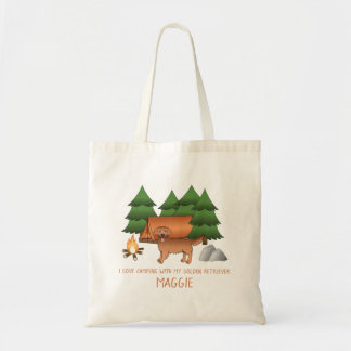 Red Golden Retriever Dog Camping In A Forest Tote Bag