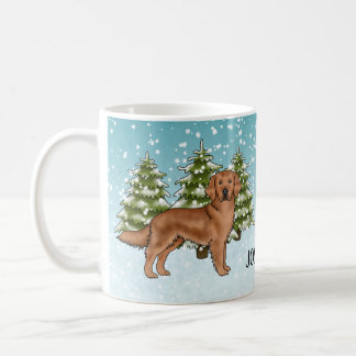 Red Golden Retriever Dog Christmas Custom Name Coffee Mug