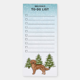 Red Golden Retriever Dog Christmas To-Do List Magnetic Notepad