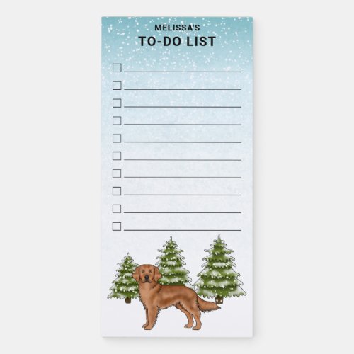 Red Golden Retriever Dog Christmas To_Do List Magnetic Notepad