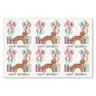 Red Golden Retriever Dog Colorful Happy Birthday Tissue Paper