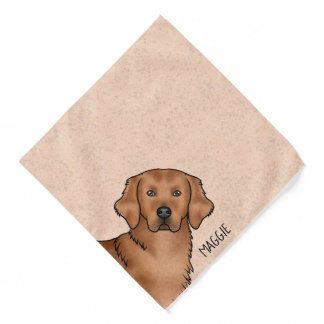 Red Golden Retriever Dog Head With Custom Name Bandana