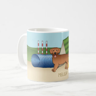 Red Golden Retriever Dog With Agility Equipment Coffee Mug
