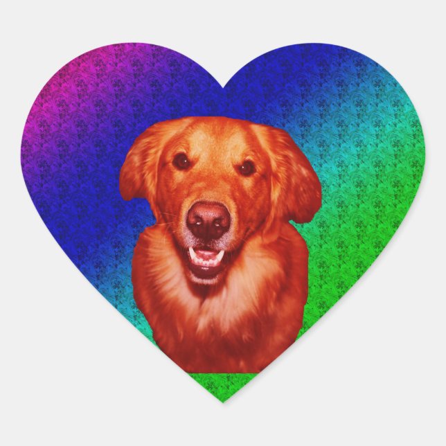 Red Golden Retriever Front Profile Heart Sticker (Front)