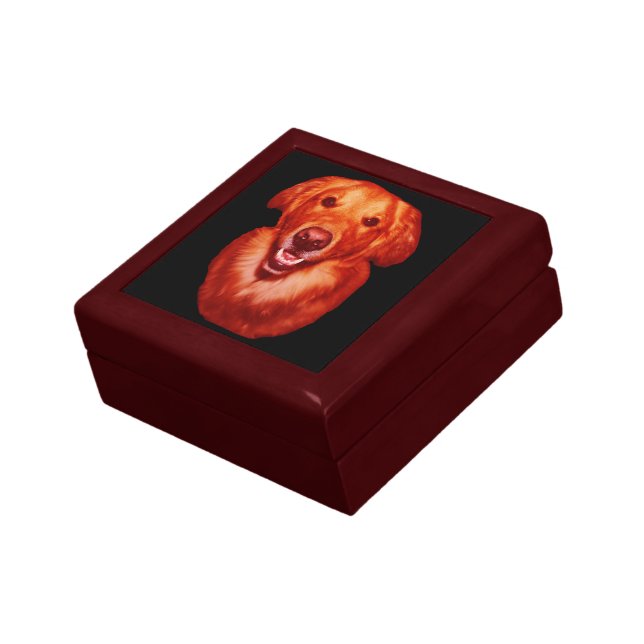 Red Golden Retriever Front Profile Jewelry Box (Side)