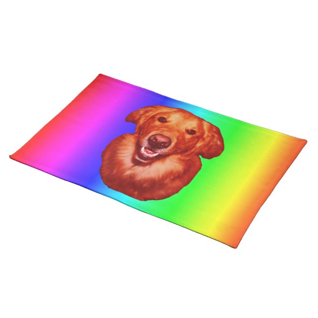 Red Golden Retriever Front Profile Placemat (On Table)