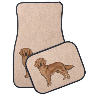 Red Golden Retriever Illustration Cute Cartoon Dog Car Floor Mat