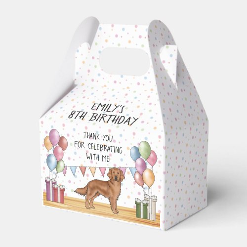 Red Golden Retriever Kids Birthday Thank You Favor Boxes