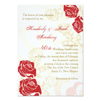40th wedding anniversary invite red and golden roses 40th wedding ...