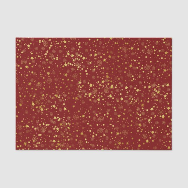 Red & Golden Star Patterns  Tissue Paper (Front)
