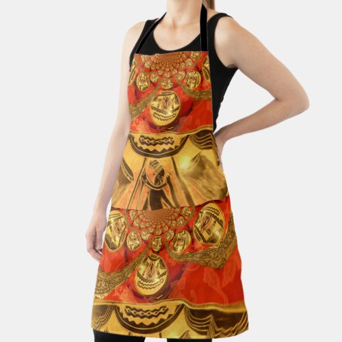 Red Golden Yellow African Traditional Colors Apron