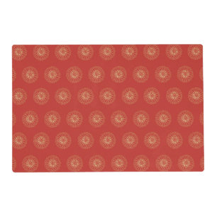 Red   Golden Zinnia Flower Medallions Placemat