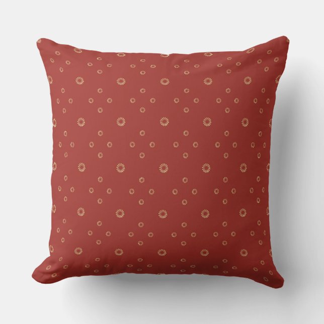 Red | Golden Zinnia Sun Throw Pillow (Front)