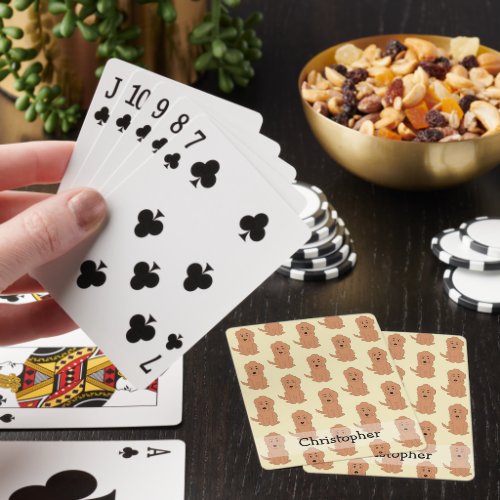 Red Goldendoodle Design Any Colour Background Poker Cards
