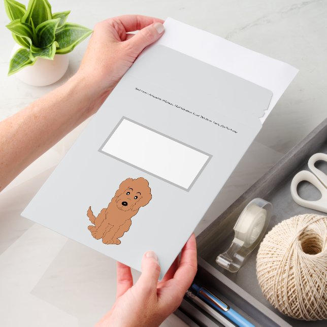 Red Goldendoodle Dog Design Any Colour Background Envelope Mailers (Desk)