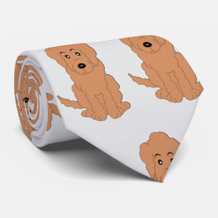 Red Goldendoodle Dog Design Any Colour Background Neck Tie